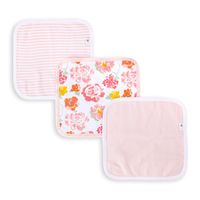 Burt's Bees Baby - Washcloths, Absorbent Knit Terry, Super Soft 100% Organic Cotton (Rosy Spring, 3-Pack)