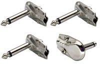 AAOTOKK 90 Degree 6.35MM Adapter Golden Plated Right Angle 6.35mm 1/4 Inch TS Mono Male Flat Pancake Style Plugs Connectors for Speaker,Patch Cable,Guitar.(4 Pack/2 Pole)