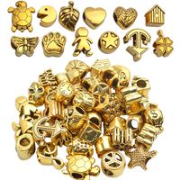 40pcs Metal Beads Antique Gold Plated Charms Mixed Set for Jewelry Making Bracelet Pendants DIY