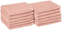AmazonBasics Quick-Dry Bathroom Washcloth, 100% Cotton, Set of 12, Petal Pink
