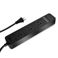 Elinker 3-Outlet Power Strip, with 4 USB Charging ports Home/Office Surge Protector with 6.6ft Extension Cord for Smartphone and Tablets Black