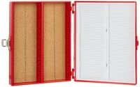 Heathrow Scientific HD15994C Red Cork Lined 100 Place Microscope Slide Box, 8.25" Length x 7" Width x 1.3" Height