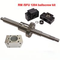 SFU1204 500mm Ballscrew kit + Set BK/BF10 Kit + 1204 Ballscrew RM1204 L500mm Ball Screw with Ball Nuts + Screw Nut Housing for CNC Machine