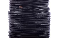 KONMAY 1 Roll 25 Yards 1.5mm Black Color Soft Round Real Jewelry Leather Cord