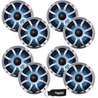Wet Sounds - Four Pairs of REVO 6-XSS Silver Open XS Grille 6.5 Inch Marine LED Coaxial Speakers