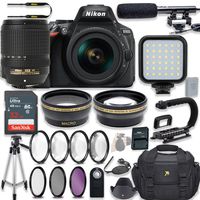 Nikon D5600 24.2 MP DSLR Camera Video Kit with AF-S DX NIKKOR 18-140mm f/3.5-5.6G ED VR Lens + LED Light + 32GB Memory + Filters + Macros + Deluxe Bag + Professional Accessories