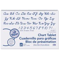 Pacon PAC74520BN Chart Tablet, Cursive Cover, Unruled, 24" x 16", 25 Sheets, Pack of 6