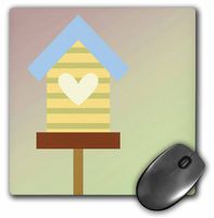 3dRose LLC 8 x 8 x 0.25 Cute Bird House Whimsical Art Mouse Pad (mp_79260_1)