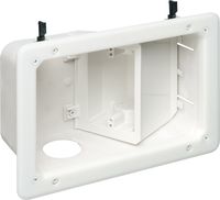 Arlington Industries TVB712 2-Gang Angled TV Box Recessed Outlet Wall Plate Kit, White, 1-Pack