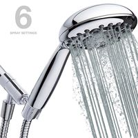 High Pressure Handheld Shower Head 6-Setting - Chrome Hand held Rain Shower with Extra Long 70 inch Steel Shower Hose and 100% Metal Shower Head Holder for Hand Held Shower Heads