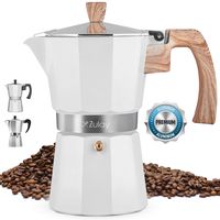 Zulay Classic Stovetop Espresso Maker for Great Flavored Strong Espresso, Classic Italian Style 5.5 Espresso Cup Moka Pot, Makes Delicious Coffee, Easy to Operate & Quick Cleanup Pot (White)