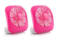 O2COOL Treva 5-Inch Portable Desktop Air Circulation Battery Fan | 2 Cooling Speeds, Compact Folding & Tilt Design, Raspberry-2 Units