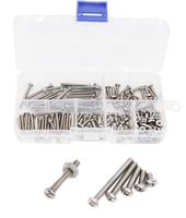 binifiMux 160pcs #4-40 UNC Phillips Pan Head Machine Screws Hex Nuts Assortment Kit 304 Stainless Steel Silver Tone
