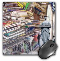 3dRose LLC 8 x 8 x 0.25 Inches Stack of Books a Digital Collage of Books and a Greek Statue Mouse Pad (mp_18161_1)