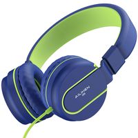 AILIHEN I35 Kid Headphones with Microphone Volume Limited Childrens Girls Boys Teens Lightweight Foldable Portable Wired Headsets for School Airplane Travel Cellphones Tablets (Blue Green)