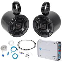 Pair Polk Audio 6.5" 300 Watt Marine Wakeboard Tower Speakers+Amplifier+Amp Kit