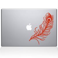 The Decal Guru Peacock Feather MacBook Decal Vinyl Sticker - 13" MacBook Air - Orange (1148-MAC-13A-P)