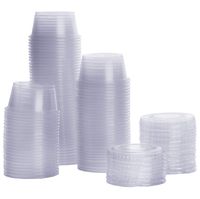[100 Sets - 2 oz.] Plastic Portion Cups With Lids, Souffle Cups, Jello Shot Cups