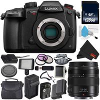 Panasonic Lumix DC-GH5S Mirrorless Micro Four Thirds Digital Camera International Version + Panasonic Lumix G X Vario 12-35mm II Lens + 128GB Class 10 Memory Card Bundle