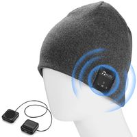 LNKK Bluetooth Beanie Hat, Superior Wireless Music Beanie Hat Washable Knit Cap with Headphone Headset Earphone Audio HandFree Calling for Running Exercise Gym Sports Fitness,Gray
