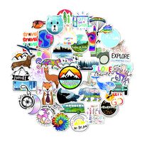 50 PCs Water Bottles Travel Stickers for VSCO Girls - Laptops Sticker for Teens - Cute Aesthetic Trendy Waterproof Vinyl Sticker Pack for Hydro Flask Tumbler Cameras Phone Luggage Graffiti Decal