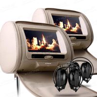 XTRONS Beige 2X Twin Car Headrest DVD Player Multi-Media USB SD Slot 7" HD Screen Game Disc IR Headphones