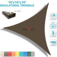 Patio Paradise 10' x 10' x 10' Brown Sun Shade Sail Triangle Canopy, 180 GSM Permeable Canopy Pergolas Top Cover, Permeable UV Block Fabric Durable Outdoor, Customized Available