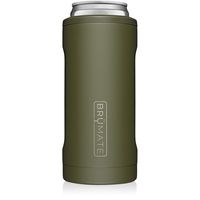 BrüMate Hopsulator Slim Double-walled Stainless Steel Insulated Can Cooler for 12 Oz Slim Cans (OD Green)