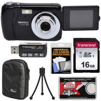 Vivitar ViviCam VXX14 Selfie Digital Camera (Black) with 16GB Card + Case + Tripod + Reader + Kit