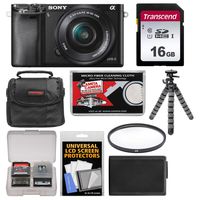 Sony Alpha A6000 Wi-Fi Digital Camera & 16-50mm Lens with 16GB Card + Case + Battery + Tripod + Filter Kit