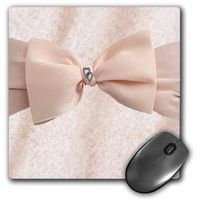 3dRose LLC 8 X 8 X 0.25 Inches Soft Pink Bow with Hearts Mouse Pad (mp_27301_1)