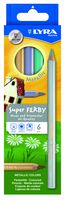 Lyra Super Ferby Giant Triangular Colored Pencil, Lacquered, 6.25mm Lead Core, Set of 6 Pencils, Metalic Assorted Colors (3721060)