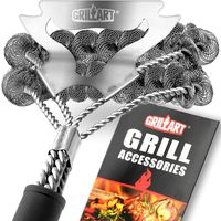 Grill Brush Bristle Free & Scraper - Safe BBQ Brush for Grill - Non Wire Stainless Grill Cleaner/Cleaning Brush - Best Rated BBQ Accessories Scrubber - Safe for Porcelain/Weber Gas/Charbroil Grates