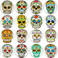 Aligle 16pcs Beautiful Glass Refrigerator Magnets Cute Fridge Stickers Funny for Office Cabinets Whiteboards Skull Decorative Photo Abstract Calendar Bulletin Board(16 Skull)