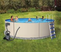 Rugged Steel 24-ft Round 52-in Deep Metal Wall Swimming Pool Package