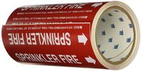 Brady 41475 Roll Form Pipe Markers, B-946, 8" X 30', White On Red Pressure Sensitive Vinyl, Legend "Sprinkler Fire"