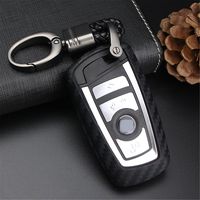 M.JVisun Soft Silicone Rubber Carbon Fiber Texture Cover Protector for BMW Key Fob, Car Keyless Entry Remote Key Fob Case for BMW X3 X4 M5 M6 GT3 GT5 1 2 3 4 5 6 7 Series - Black - Weave Keychain
