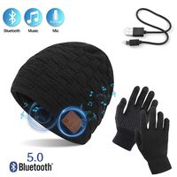TAGVO Bluetooth V5.0 Beanie with Touchscreen Gloves Set, Winter Thicken Warm Knitted Wireless Bluetooth Headset Music Hat Built-in Stereo Speaker and Mic, for Running Skiing Hiking