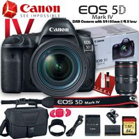 Canon EOS 5D Mark IV DSLR Camera with 24-105mm f/4L II Lens (USA Model) (1483C010) W/Canon Bag, 64GB Memory Card, Cleaning Kit Plus More - Starter Bundle