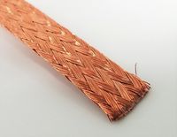 Flat Bare Copper Braid, Bright, 1/4" Diameter, 25' Length 1/4"