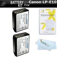 2 Pack Battery Kit for Canon EOS Rebel T5, Canon EOS Rebel T3, Canon EOS Rebel T6 Digital SLR Camera Includes 2 Extended (1500mAh) Replacement LP-E10 Batteries + Screen Protectors + Microfiber Cloth
