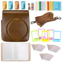 Neewer 25-in-1 Accessory Kit for Fujifilm Instax Mini 70: 1 Brown Camera Case/1 Blue Album/4 Colored Filter/5 Film Table Frame/10 Wall Hanging Frame/3 Pack(30 Pieces) Border Sticker/1 Shoulder Strap