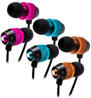 Bastex Universal Earphone/Ear Buds (3 pk),3.5mm Plug, Bass Stereo Headphones in-Ear,Tangle Free Cable, Built-in Microphone for iPhone,iPod,iPad,Samsung,Android,Mp3,Mp4 and More - Pink/Blue/Gold