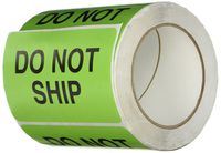 TapeCase Shipping Packing Labels"Do Not Ship", Green/Black - 500 per Pack (1 Pack)