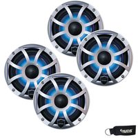 Wet Sounds - Two Pairs of REVO 6-XSS Silver Open XS Grille 6.5 Inch Marine LED Coaxial Speakers