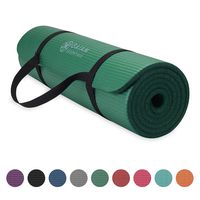 Gaiam Essentials Thick Yoga Mat Fitness & Exercise Mat with Easy-Cinch Yoga Mat Carrier Strap, Green, 72"L x 24"W x 2/5 Inch Thick