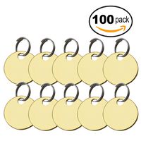 Lucky Line Solid Brass Round Tag - One Hole and 1-1/4 Inch Diameter, 100 Per Box (26012)