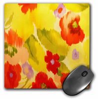 3dRose LLC 8 x 8 x 0.25 Inches Mouse Pad, Red Yellow/Orange Floral Party (mp_80534_1)