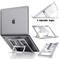 ELV Adjustable Laptop Stand, Compatible with Apple Mac MacBook Pro Air 10 to 15.6 Inch Notebook, Antislip Anti-Scratch Aluminum Ventilated Portable Ergonomic Desktop Holder Riser for Office Desk