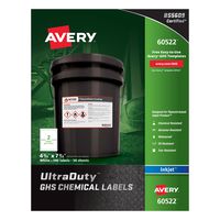 Avery UltraDuty GHS Chemical Labels for Pigment Inkjet Printers, Waterproof, UV Resistant, 4.8" x 7.8" (60522)